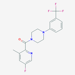 molecular formula C18H17F4N3O B2755237 1-(5-Fluoro-3-methylpyridine-2-carbonyl)-4-[3-(trifluoromethyl)phenyl]piperazine CAS No. 2415620-71-0