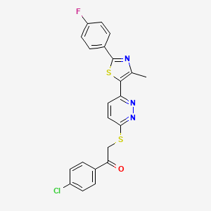 1-(4-Chlorophenyl)-2-((6-(2-(4-fluorophenyl)-4-methylthiazol-5-yl)pyridazin-3-yl)thio)ethanone