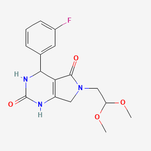 molecular formula C16H18FN3O4 B2755255 6-(2,2-二甲氧基乙基)-4-(3-氟苯基)-3,4,6,7-四氢-1H-吡咯并[3,4-d]嘧啶-2,5-二酮 CAS No. 1171189-33-5