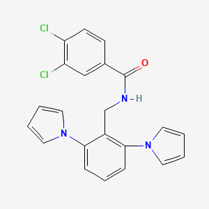 molecular formula C22H17Cl2N3O B2755256 3,4-dichloro-N-[2,6-di(1H-pyrrol-1-yl)benzyl]benzenecarboxamide CAS No. 866043-08-5