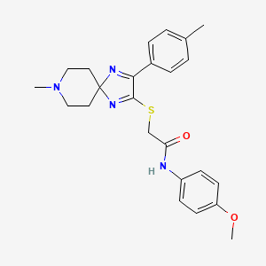 N-(4-methoxyphenyl)-2-((8-methyl-3-(p-tolyl)-1,4,8-triazaspiro[4.5]deca-1,3-dien-2-yl)thio)acetamide