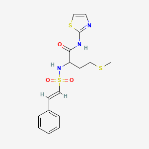 4-Methylsulfanyl-2-[[(E)-2-phenylethenyl]sulfonylamino]-N-(1,3-thiazol-2-yl)butanamide