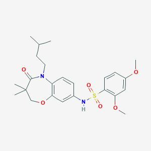 molecular formula C24H32N2O6S B2755270 N-(5-isopentyl-3,3-dimethyl-4-oxo-2,3,4,5-tetrahydrobenzo[b][1,4]oxazepin-8-yl)-2,4-dimethoxybenzenesulfonamide CAS No. 922022-47-7