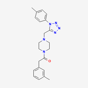 molecular formula C22H26N6O B2755288 2-(m-tolyl)-1-(4-((1-(p-tolyl)-1H-tetrazol-5-yl)methyl)piperazin-1-yl)ethanone CAS No. 1049349-47-4