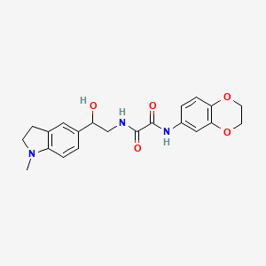 molecular formula C21H23N3O5 B2755291 N1-(2,3-dihydrobenzo[b][1,4]dioxin-6-yl)-N2-(2-hydroxy-2-(1-methylindolin-5-yl)ethyl)oxalamide CAS No. 1705039-04-8