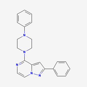 molecular formula C22H21N5 B2755306 2-Phenyl-4-(4-phenylpiperazin-1-yl)pyrazolo[1,5-a]pyrazine CAS No. 1111418-29-1