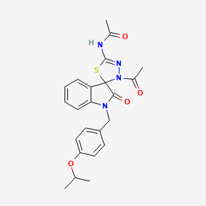 molecular formula C23H24N4O4S B2755319 N-(3'-乙酰基-2-氧代-1-{[4-(异丙氧基)苯基]甲基}-1,2-二氢-3'H-螺[吲哚-3,2'-[1,3,4]噻二唑-5'-基]基)乙酰胺 CAS No. 902255-04-3