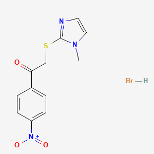 molecular formula C12H12BrN3O3S B2755322 2-(1-Methylimidazol-2-ylthio)-1-(4-nitrophenyl)ethan-1-one, bromide CAS No. 50970-64-4