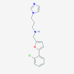 molecular formula C17H18ClN3O B275533 N-{[5-(2-chlorophenyl)-2-furyl]methyl}-3-(1H-imidazol-1-yl)propan-1-amine 