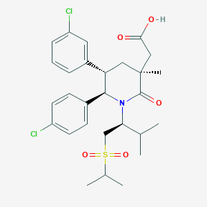 2-[(3S,5S,6R)-5-(3-Chlorophenyl)-6-(4-chlorophenyl)-3-methyl-1-[(2S)-3-methyl-1-propan-2-ylsulfonylbutan-2-yl]-2-oxopiperidin-3-yl]acetic acid