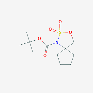 molecular formula C11H19NO5S B2755336 3-Oxa-2-thia-1-azaspiro[4.4]nonane 2,2-dioxide, N-BOC protected CAS No. 2306264-26-4