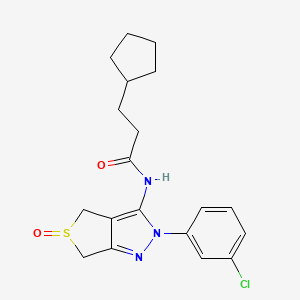N-[2-(3-chlorophenyl)-5-oxo-4,6-dihydrothieno[3,4-c]pyrazol-3-yl]-3-cyclopentylpropanamide