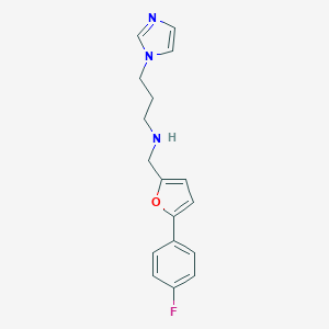 molecular formula C17H18FN3O B275535 N-{[5-(4-fluorophenyl)-2-furyl]methyl}-3-(1H-imidazol-1-yl)propan-1-amine 