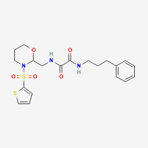 molecular formula C20H25N3O5S2 B2755351 N1-(3-phenylpropyl)-N2-((3-(thiophen-2-ylsulfonyl)-1,3-oxazinan-2-yl)methyl)oxalamide CAS No. 872986-75-9
