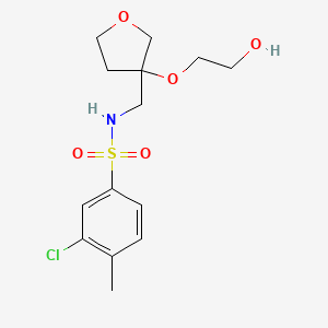 molecular formula C14H20ClNO5S B2755355 3-chloro-N-((3-(2-hydroxyethoxy)tetrahydrofuran-3-yl)methyl)-4-methylbenzenesulfonamide CAS No. 2320469-03-0