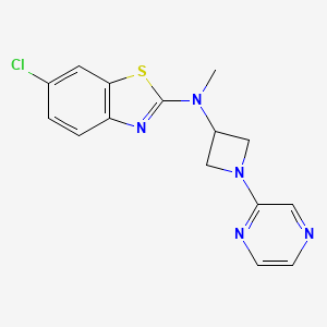 molecular formula C15H14ClN5S B2755358 6-Chloro-N-methyl-N-(1-pyrazin-2-ylazetidin-3-yl)-1,3-benzothiazol-2-amine CAS No. 2415564-29-1