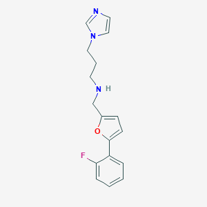 molecular formula C17H18FN3O B275536 N-{[5-(2-fluorophenyl)-2-furyl]methyl}-3-(1H-imidazol-1-yl)propan-1-amine 