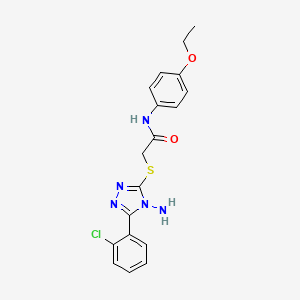 molecular formula C18H18ClN5O2S B2755361 2-((4-amino-5-(2-chlorophenyl)-4H-1,2,4-triazol-3-yl)thio)-N-(4-ethoxyphenyl)acetamide CAS No. 577698-55-6