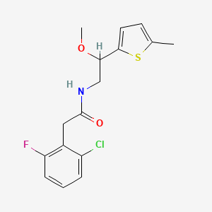 molecular formula C16H17ClFNO2S B2755366 2-(2-chloro-6-fluorophenyl)-N-(2-methoxy-2-(5-methylthiophen-2-yl)ethyl)acetamide CAS No. 1797159-62-6
