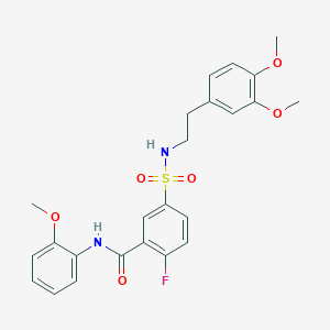 molecular formula C24H25FN2O6S B2755367 5-(N-(3,4-dimethoxyphenethyl)sulfamoyl)-2-fluoro-N-(2-methoxyphenyl)benzamide CAS No. 451482-24-9