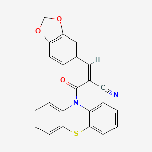 molecular formula C23H14N2O3S B2755370 (Z)-3-(1,3-Benzodioxol-5-yl)-2-(phenothiazine-10-carbonyl)prop-2-enenitrile CAS No. 380560-79-2