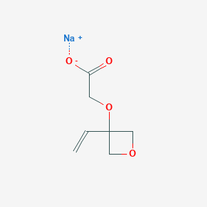 molecular formula C7H9NaO4 B2755383 Sodium;2-(3-ethenyloxetan-3-yl)oxyacetate CAS No. 2580202-36-2