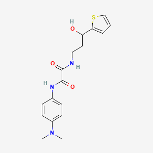 molecular formula C17H21N3O3S B2755392 N1-(4-(dimethylamino)phenyl)-N2-(3-hydroxy-3-(thiophen-2-yl)propyl)oxalamide CAS No. 1421467-62-0