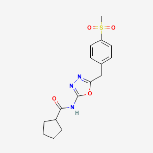 N-(5-(4-(methylsulfonyl)benzyl)-1,3,4-oxadiazol-2-yl)cyclopentanecarboxamide