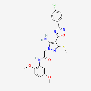 2-(5-amino-4-(3-(4-chlorophenyl)-1,2,4-oxadiazol-5-yl)-3-(methylthio)-1H-pyrazol-1-yl)-N-(2,5-dimethoxyphenyl)acetamide