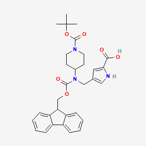 molecular formula C31H35N3O6 B2755406 4-[[9H-Fluoren-9-ylmethoxycarbonyl-[1-[(2-methylpropan-2-yl)oxycarbonyl]piperidin-4-yl]amino]methyl]-1H-pyrrole-2-carboxylic acid CAS No. 2138161-46-1