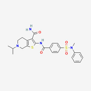 molecular formula C25H28N4O4S2 B2755418 6-isopropyl-2-(4-(N-methyl-N-phenylsulfamoyl)benzamido)-4,5,6,7-tetrahydrothieno[2,3-c]pyridine-3-carboxamide CAS No. 449768-53-0