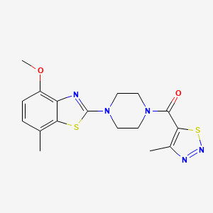 molecular formula C17H19N5O2S2 B2755419 (4-(4-Methoxy-7-methylbenzo[d]thiazol-2-yl)piperazin-1-yl)(4-methyl-1,2,3-thiadiazol-5-yl)methanone CAS No. 1203017-48-4