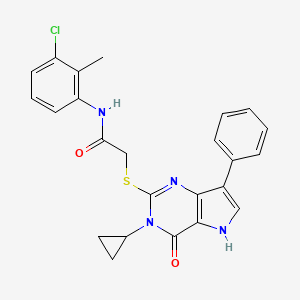 molecular formula C24H21ClN4O2S B2755420 N-(3-chloro-2-methylphenyl)-2-((3-cyclopropyl-4-oxo-7-phenyl-4,5-dihydro-3H-pyrrolo[3,2-d]pyrimidin-2-yl)thio)acetamide CAS No. 2034314-44-6