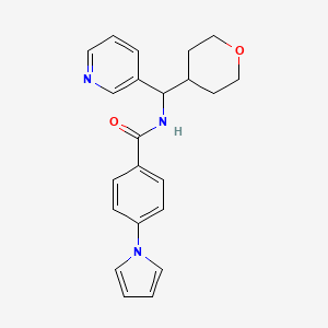 molecular formula C22H23N3O2 B2755445 N-(pyridin-3-yl(tetrahydro-2H-pyran-4-yl)methyl)-4-(1H-pyrrol-1-yl)benzamide CAS No. 2034549-71-6