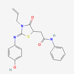 molecular formula C20H19N3O3S B2755446 (E)-2-(3-allyl-2-((4-hydroxyphenyl)imino)-4-oxothiazolidin-5-yl)-N-phenylacetamide CAS No. 501107-94-4