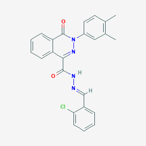 molecular formula C24H19ClN4O2 B2755447 N'-[(E)-(2-chlorophenyl)methylidene]-3-(3,4-dimethylphenyl)-4-oxo-3,4-dihydro-1-phthalazinecarbohydrazide CAS No. 478045-75-9