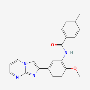 molecular formula C21H18N4O2 B2755449 N-(5-(imidazo[1,2-a]pyrimidin-2-yl)-2-methoxyphenyl)-4-methylbenzamide CAS No. 847388-01-6