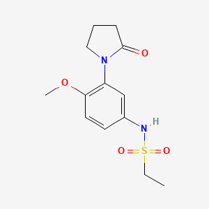 molecular formula C13H18N2O4S B2755501 N-(4-methoxy-3-(2-oxopyrrolidin-1-yl)phenyl)ethanesulfonamide CAS No. 942013-11-8