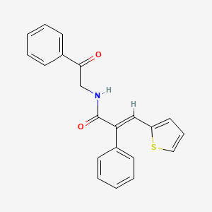 molecular formula C21H17NO2S B2755506 (E)-N-phenacyl-2-phenyl-3-thiophen-2-ylprop-2-enamide CAS No. 478078-54-5