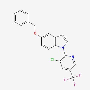 molecular formula C21H14ClF3N2O B2755520 benzyl 1-[3-chloro-5-(trifluoromethyl)-2-pyridinyl]-1H-indol-5-yl ether CAS No. 151387-71-2