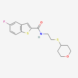 5-fluoro-N-(2-((tetrahydro-2H-pyran-4-yl)thio)ethyl)benzo[b]thiophene-2-carboxamide