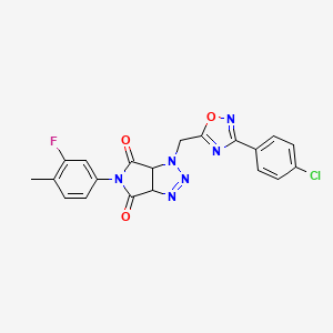 molecular formula C20H14ClFN6O3 B2755529 1-((3-(4-chlorophenyl)-1,2,4-oxadiazol-5-yl)methyl)-5-(3-fluoro-4-methylphenyl)-1,6a-dihydropyrrolo[3,4-d][1,2,3]triazole-4,6(3aH,5H)-dione CAS No. 1171668-31-7