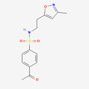 molecular formula C14H16N2O4S B2755533 4-乙酰基-N-(2-(3-甲基异噁唑-5-基)乙基)苯磺酰胺 CAS No. 1421508-79-3