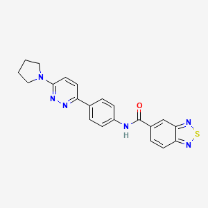 molecular formula C21H18N6OS B2755540 N-(4-(6-(pyrrolidin-1-yl)pyridazin-3-yl)phenyl)benzo[c][1,2,5]thiadiazole-5-carboxamide CAS No. 1203171-86-1