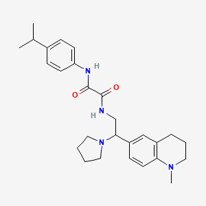 molecular formula C27H36N4O2 B2755543 N-(4-isopropylphenyl)-N'-[2-(1-methyl-1,2,3,4-tetrahydroquinolin-6-yl)-2-pyrrolidin-1-ylethyl]ethanediamide CAS No. 922120-03-4