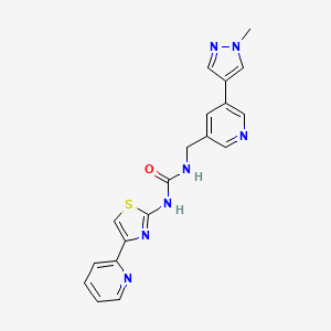 molecular formula C19H17N7OS B2755547 1-((5-(1-methyl-1H-pyrazol-4-yl)pyridin-3-yl)methyl)-3-(4-(pyridin-2-yl)thiazol-2-yl)urea CAS No. 2034383-57-6