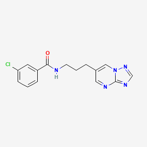 molecular formula C15H14ClN5O B2755549 N-(3-([1,2,4]triazolo[1,5-a]pyrimidin-6-yl)propyl)-3-chlorobenzamide CAS No. 2034525-28-3