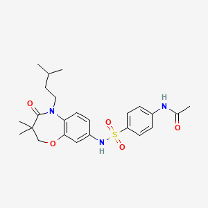 molecular formula C24H31N3O5S B2755550 N-(4-(N-(5-isopentyl-3,3-dimethyl-4-oxo-2,3,4,5-tetrahydrobenzo[b][1,4]oxazepin-8-yl)sulfamoyl)phenyl)acetamide CAS No. 922075-53-4