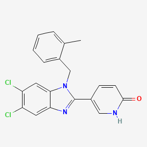 molecular formula C20H15Cl2N3O B2755554 5-[5,6-dichloro-1-(2-methylbenzyl)-1H-1,3-benzimidazol-2-yl]-2(1H)-pyridinone CAS No. 338774-03-1