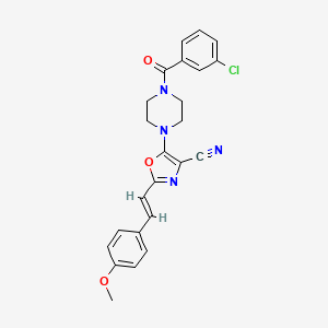 molecular formula C24H21ClN4O3 B2755556 (E)-5-(4-(3-chlorobenzoyl)piperazin-1-yl)-2-(4-methoxystyryl)oxazole-4-carbonitrile CAS No. 940988-56-7